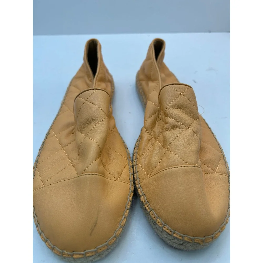 Talbots Espadrille Flats Womens 10 Yellow Quilted Leather Slip On Shoes